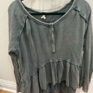Free People Waffle Shirt/ Sweater